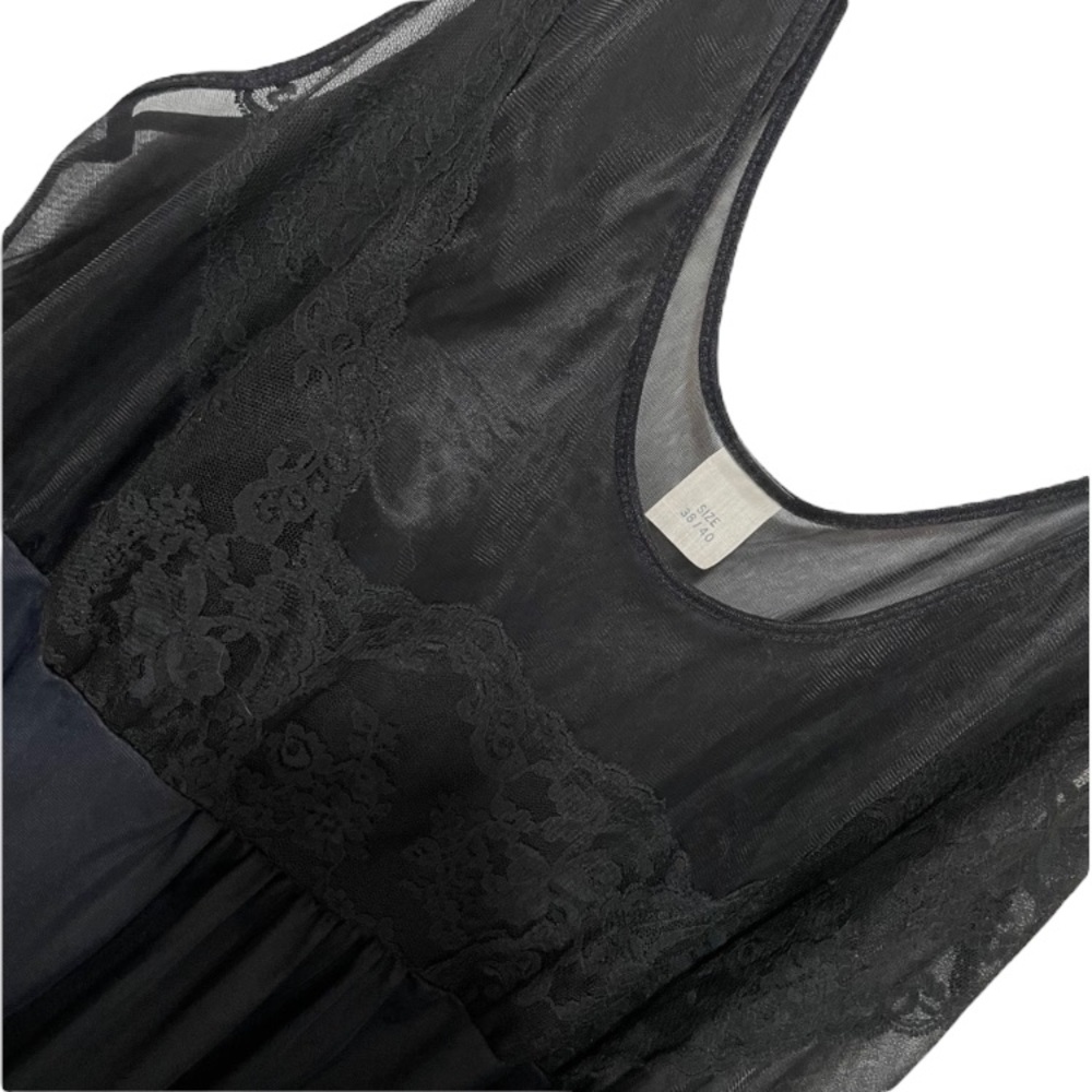 Vintage Lace Slip Dress Sexy Pin Up Lingerie Whimsy Goth Black Silk Satin - Picture 5 of 16